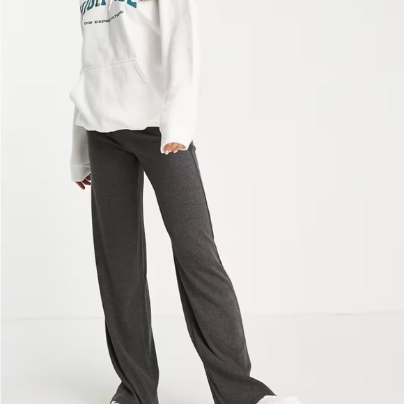ASOS tall rib pants in charcoal size 2 - Picture 1 of 4